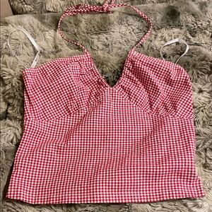 Forever 21 Red Gingham Halter Top ~ size S ❤️🤍